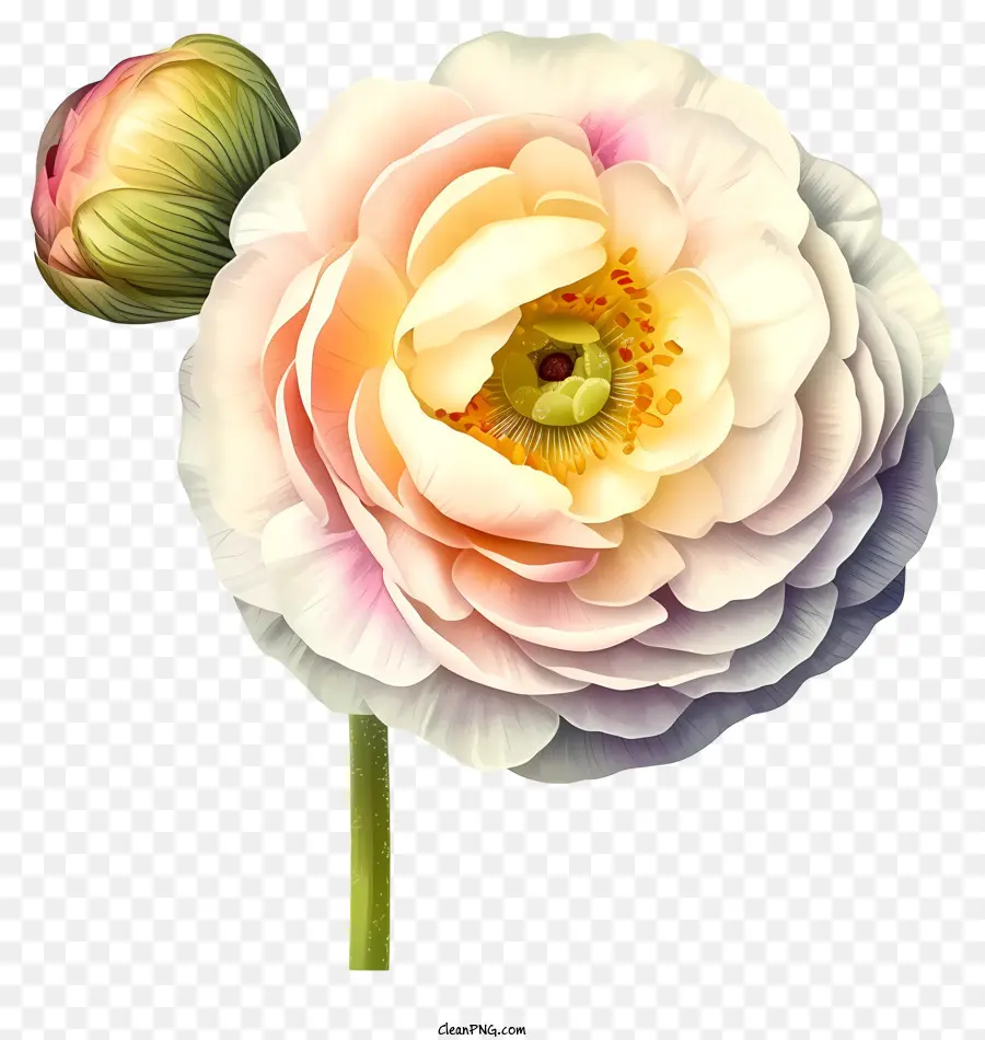 Icon Elegante De Flor Ranunculus，Pintura Digital PNG