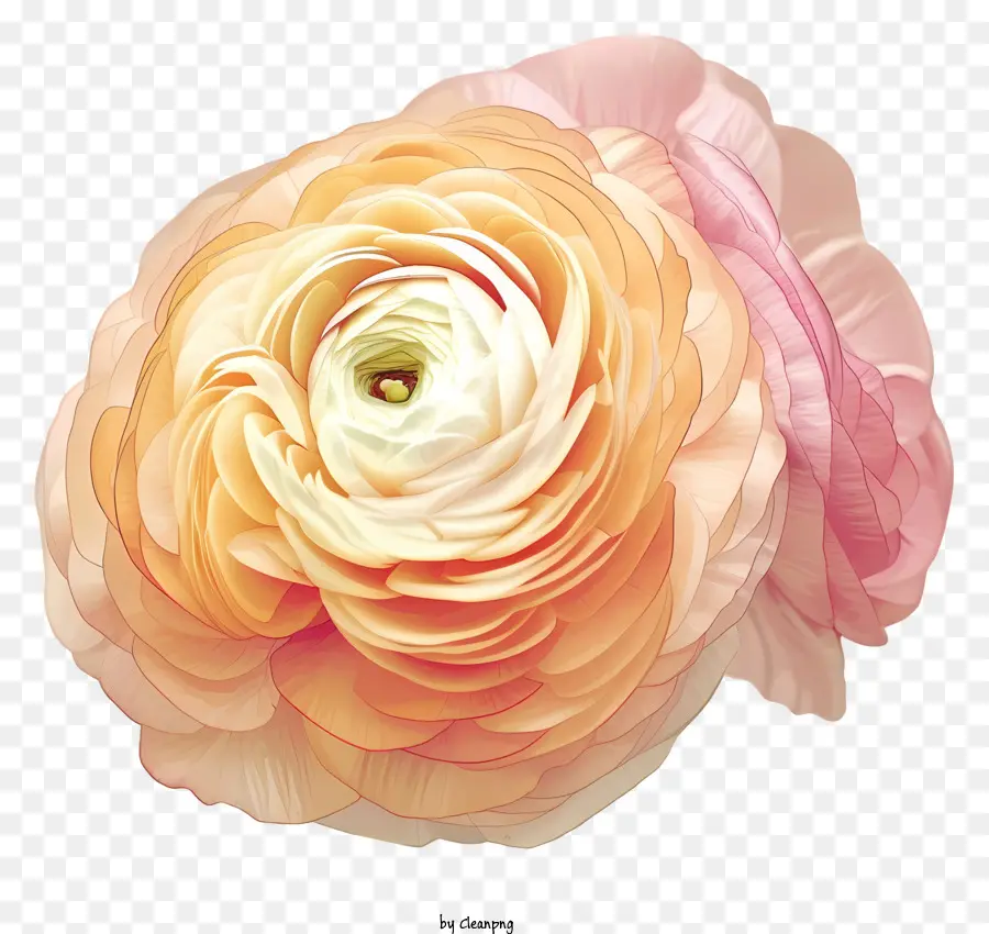 Elegante Ranunculus Flower Vector Draw Design，Rosa PNG
