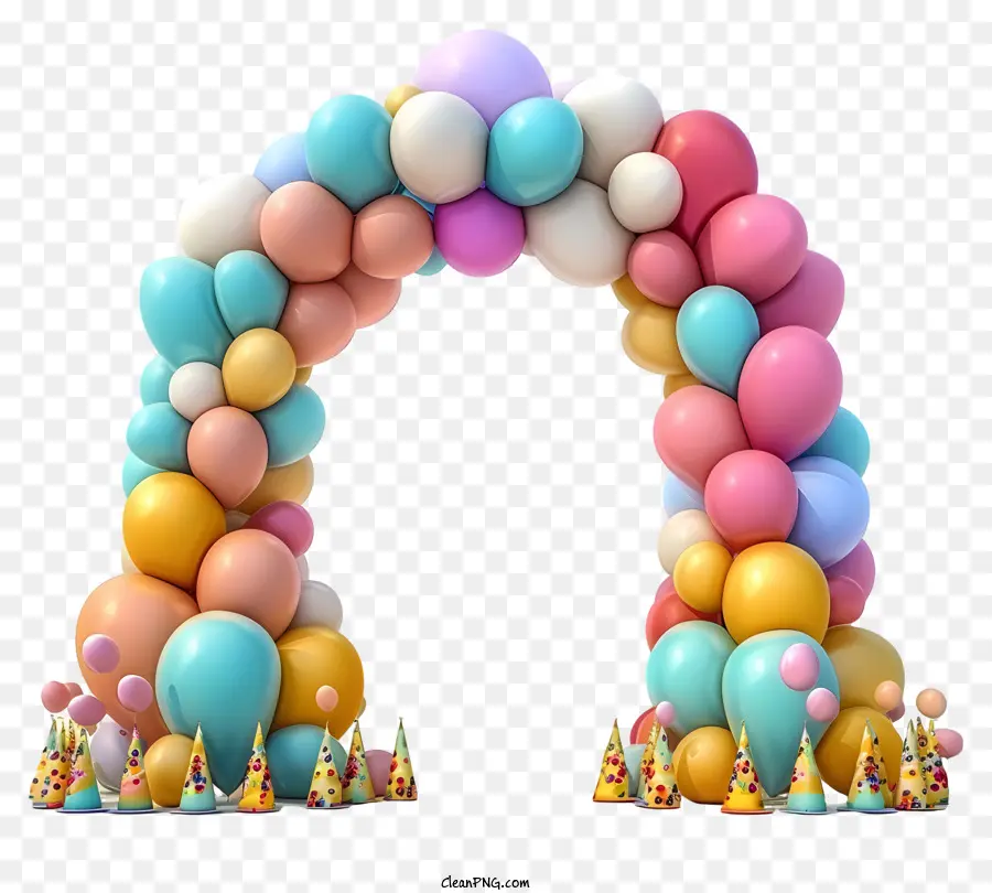 Vector De Arco Do Balão De Aniversário 3d，Balões Coloridos PNG