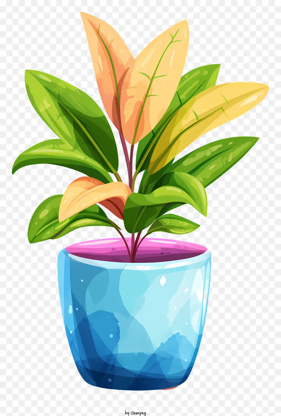 Moderno Vaso De Flores，Pequena Planta Em Vaso Azul PNG