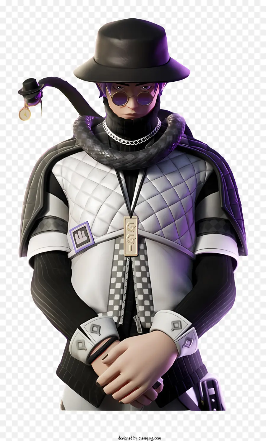 Fortnite，Personagem Preto E Branco PNG