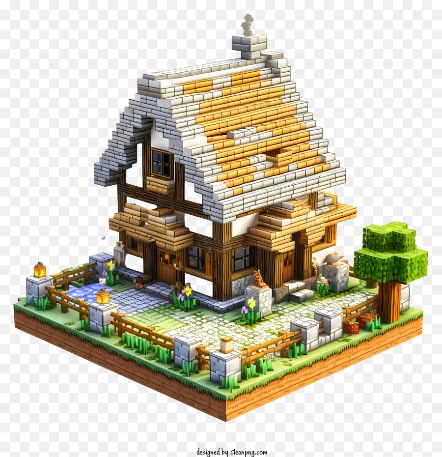 Minecraft，Casa Do Telhado De Palha PNG