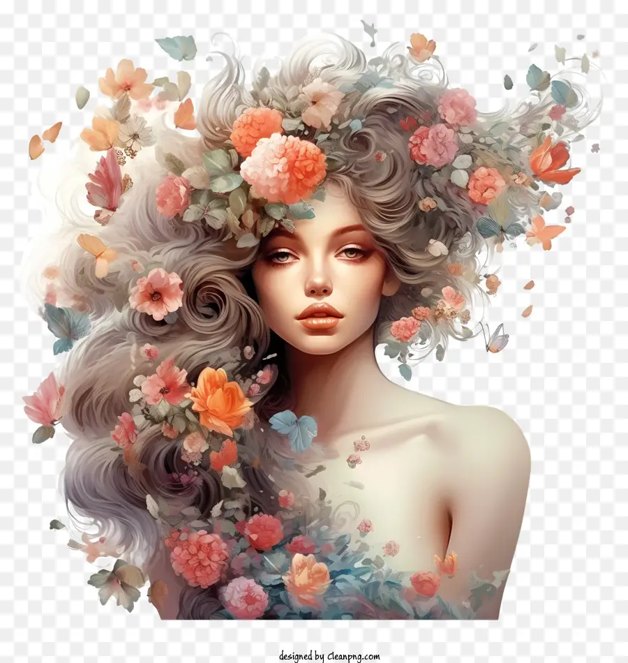 Mulher De Fantasia Com Flores，Mulher PNG