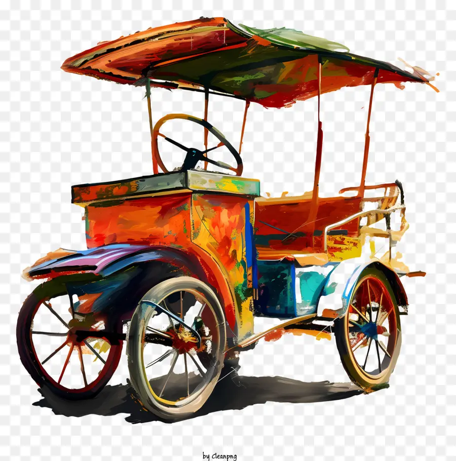 Auto Rickshaw，Pintura De Carro Vintage PNG