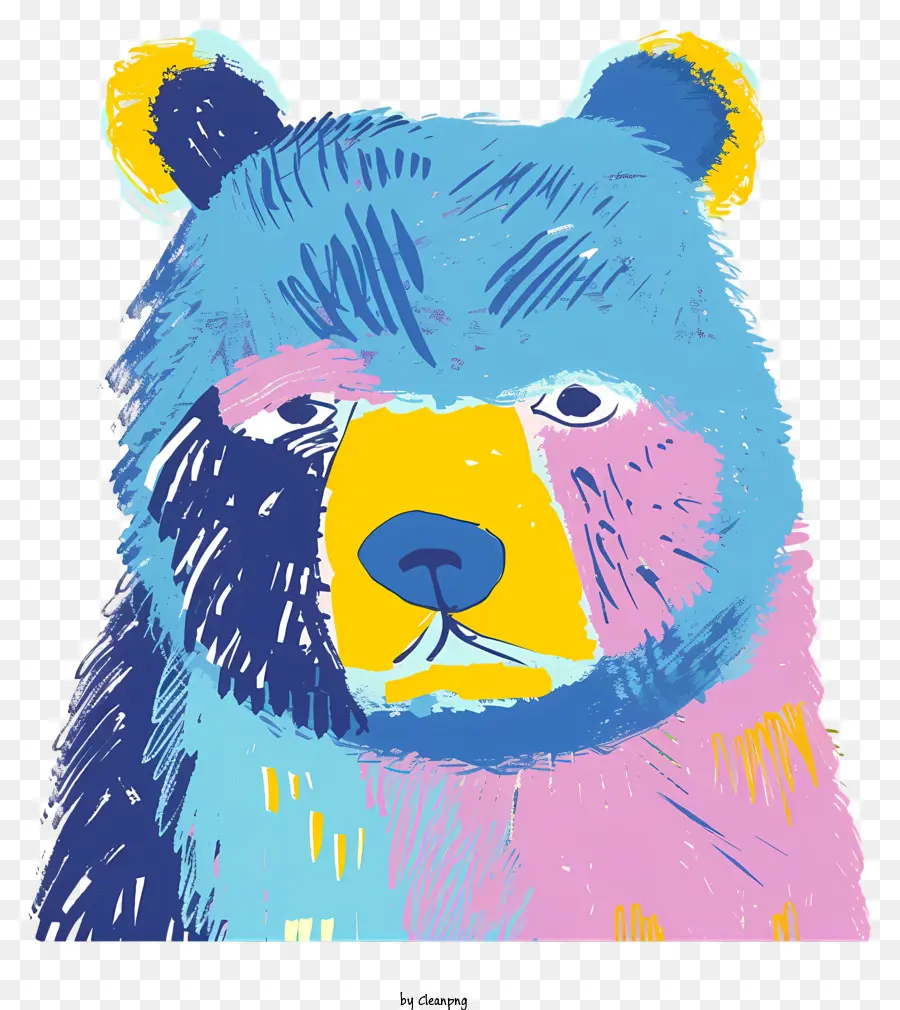 Urso Azul，Pintura Colorida De Urso PNG