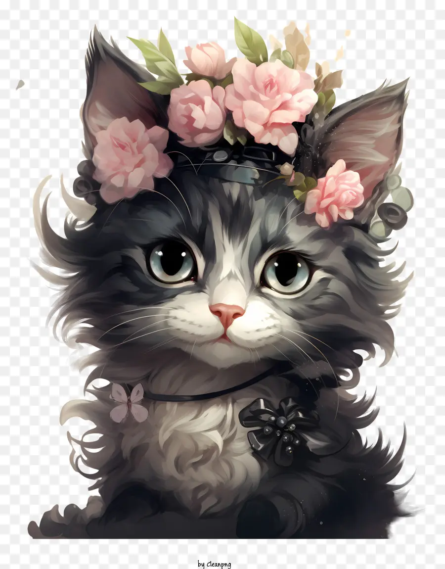 Gato Dos Namorados，Gato Com Flores PNG