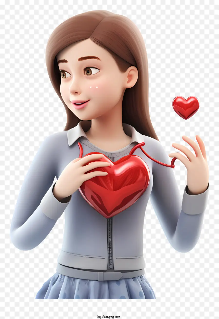 Menina Do Valentim，Garota Segurando O Coração PNG