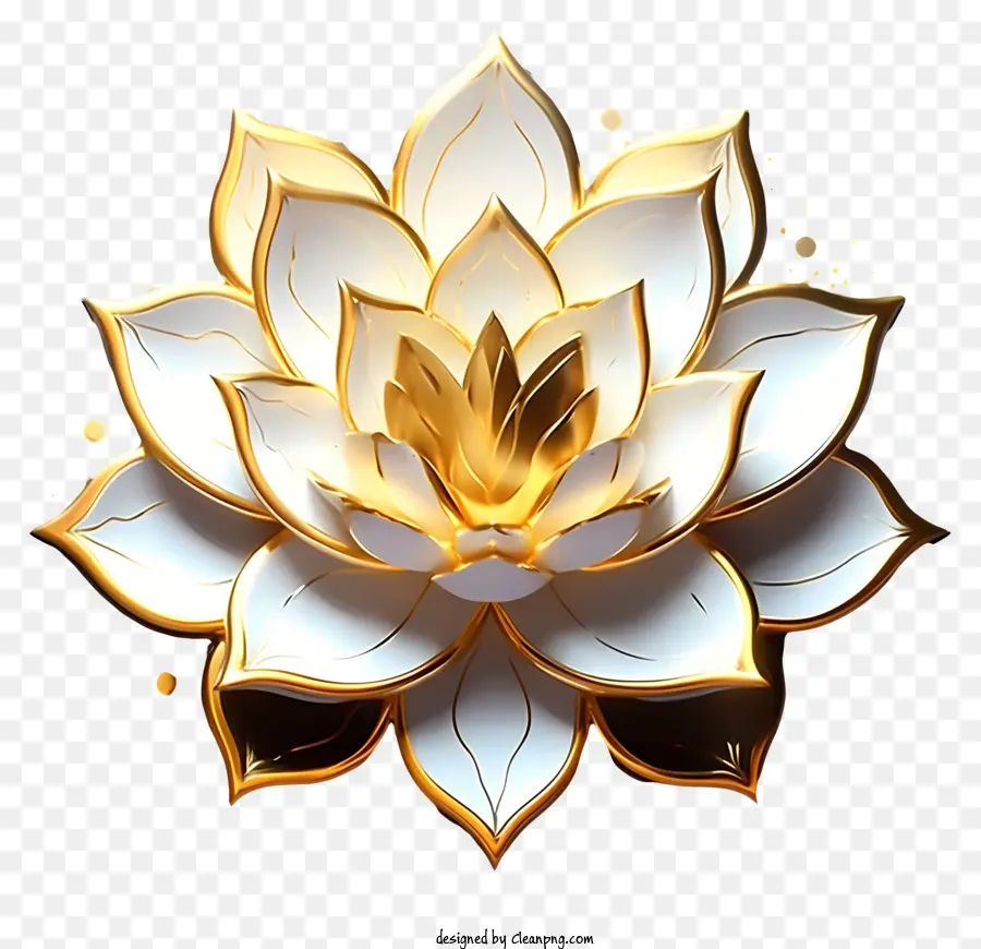 Coração Dourado Em Lótus，Flor De Lótus PNG