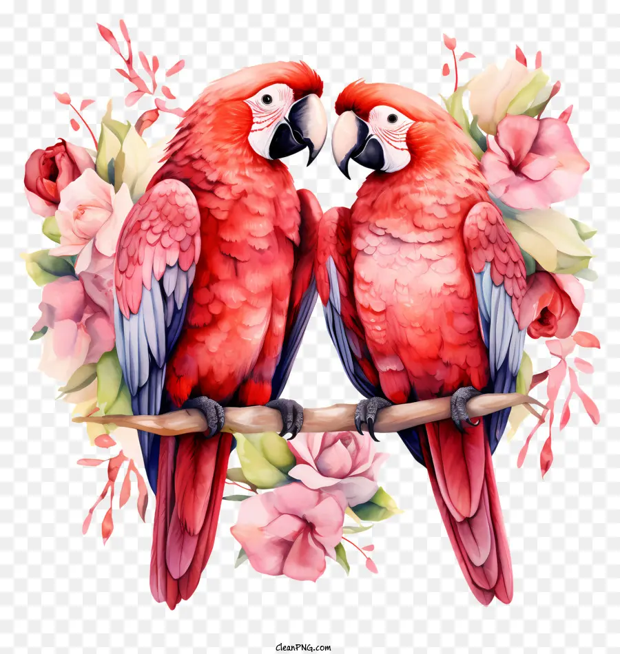 Papagaios De Namorados，Pintura Em Aquarela PNG