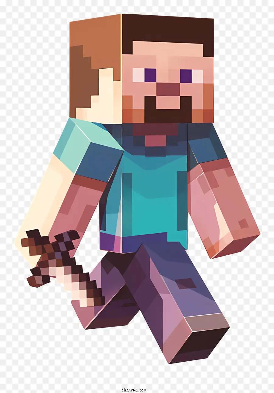 Minecraft Steve，Personagem Minecraft Com Espada PNG