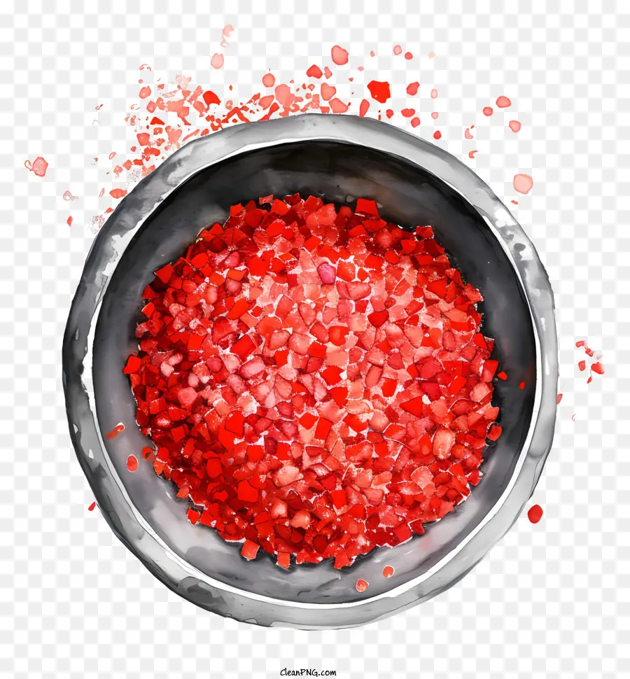 Flocos De Pimenta Em Pó，Tigela De Cristais Vermelhos PNG