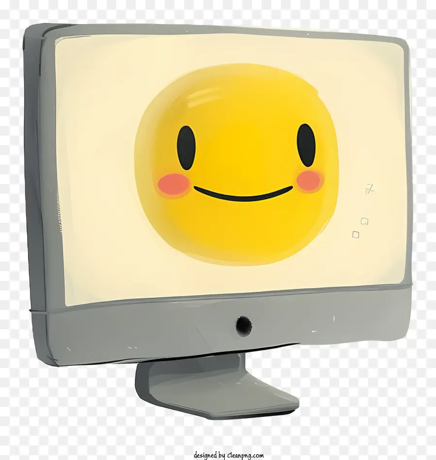 Monitor De Computador，Rosto Amarelo Fofo PNG