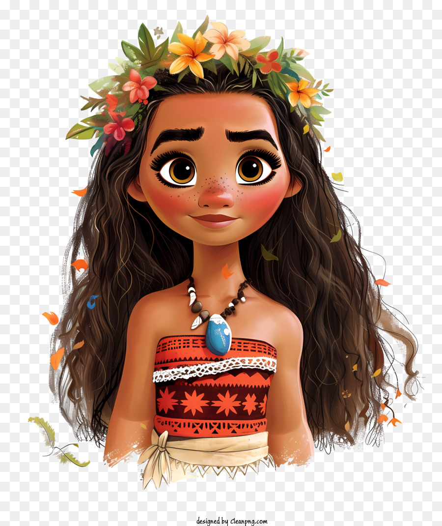 Moana, Flower Crown, Olhos Escuros png transparente grátis