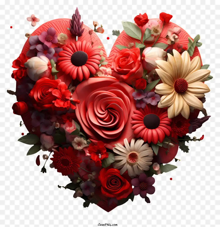 Flores De Coração，Rosas PNG