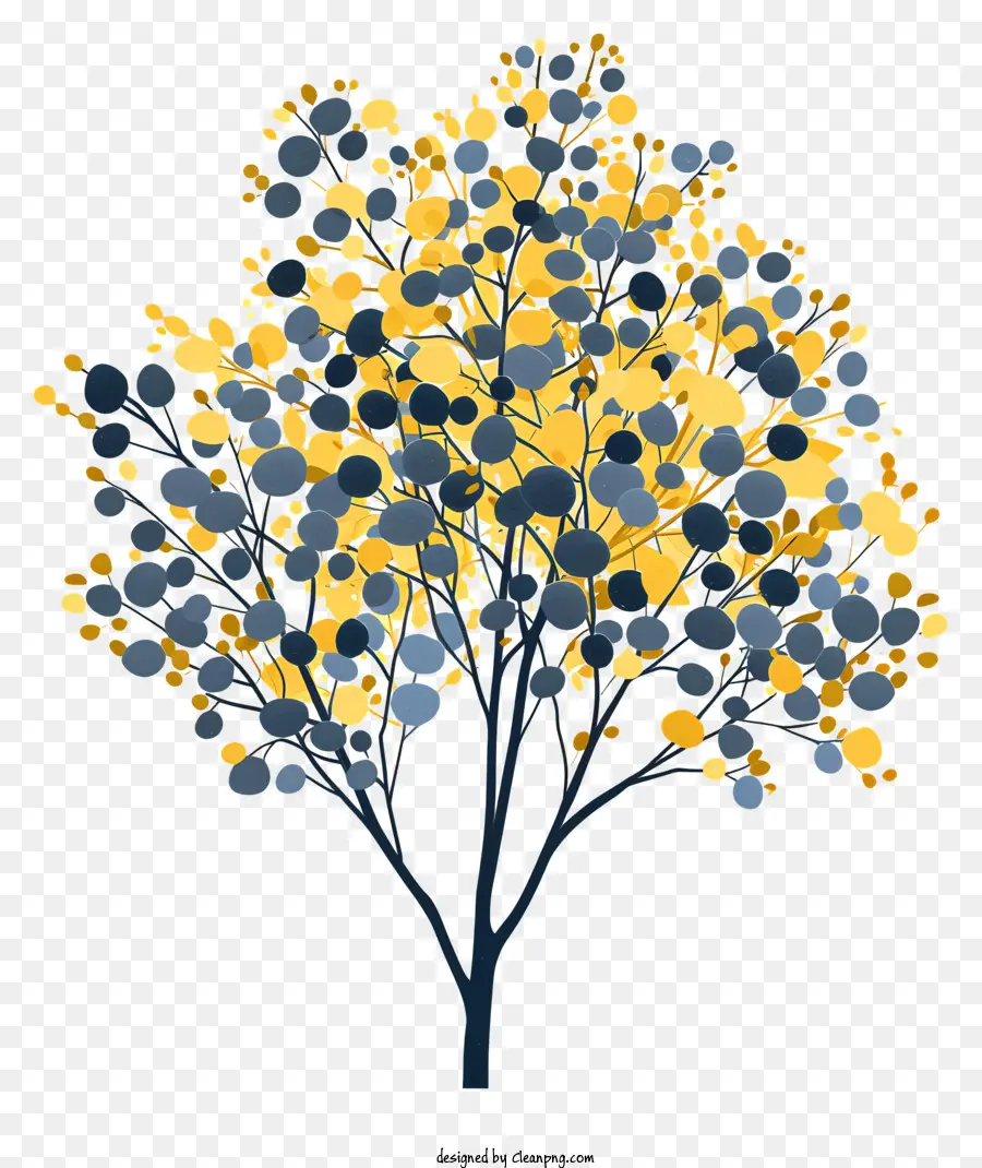 Amarelo árvore，Tronco Cinza PNG