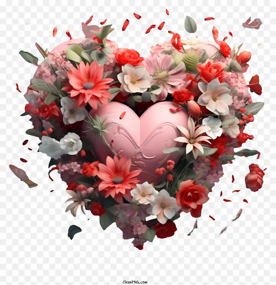 Flores De Coração，Coração Floral PNG