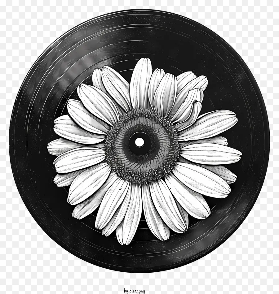 Disco De Vinil，Disco De Vinil Com Daisy PNG