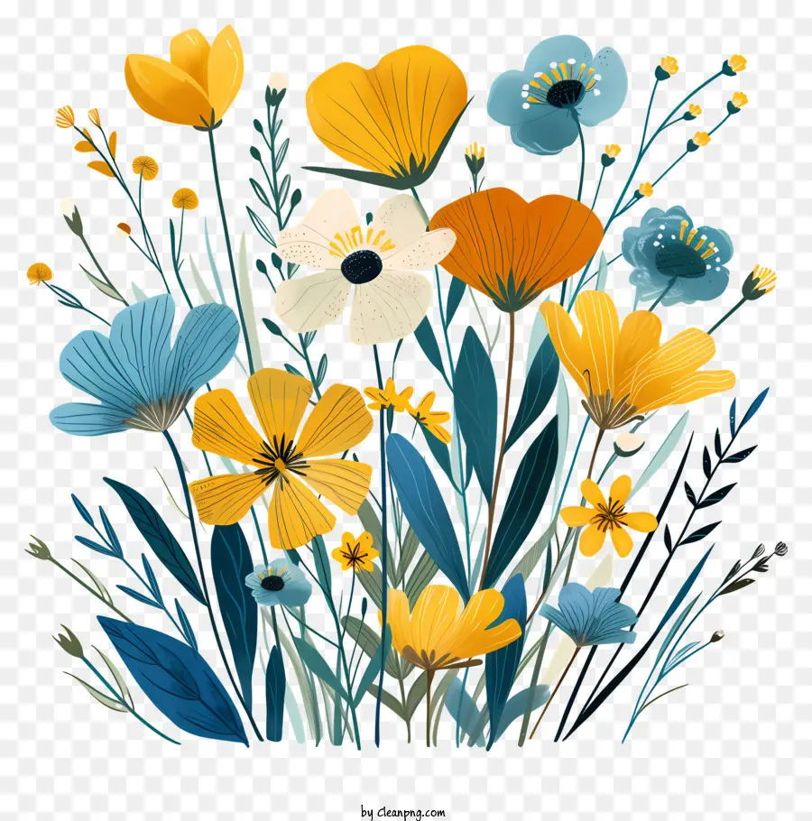 Flores Da Primavera，Desenhado A Mão Ilustração PNG