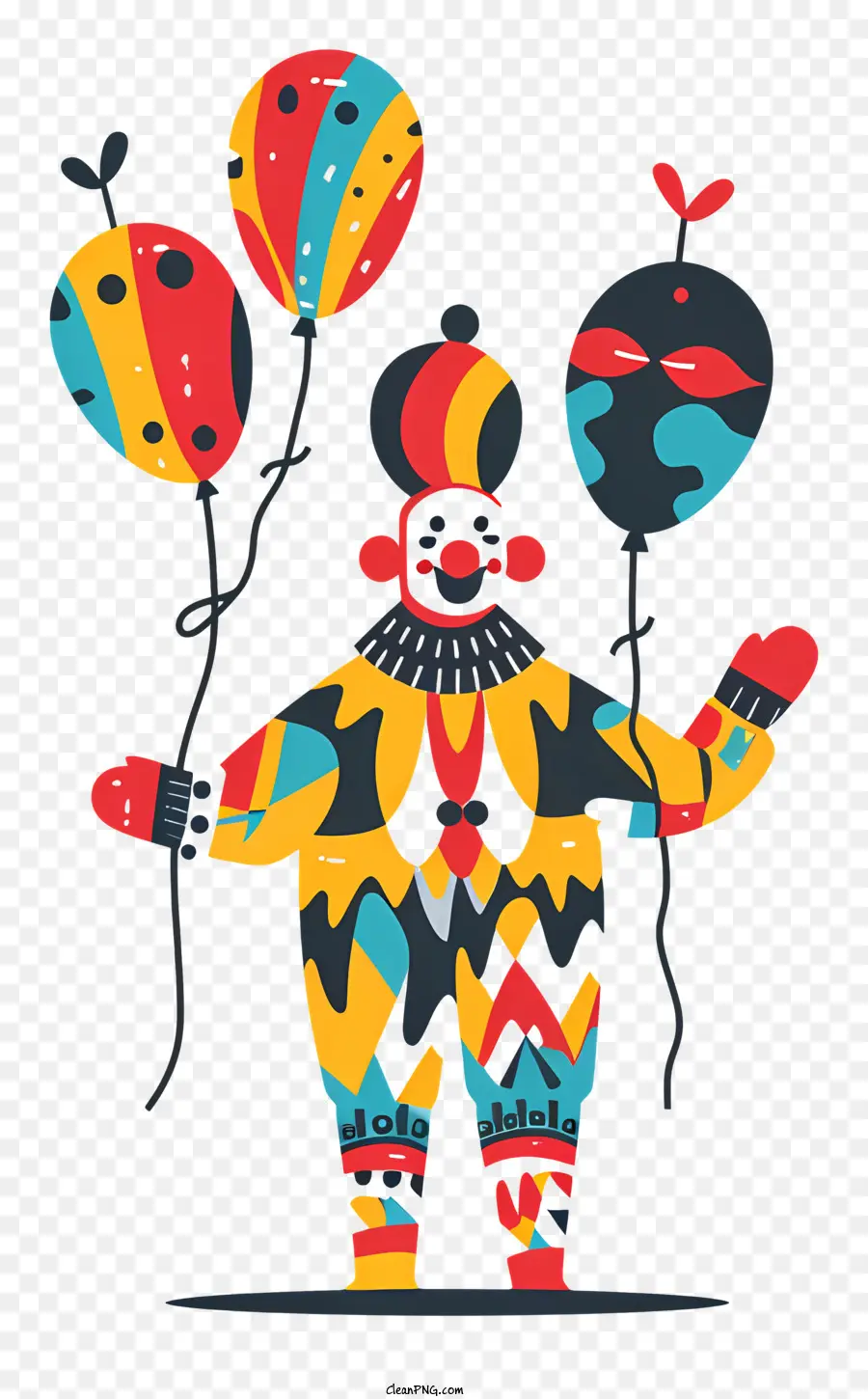 Palhaço Com Balões，Traje Colorido PNG