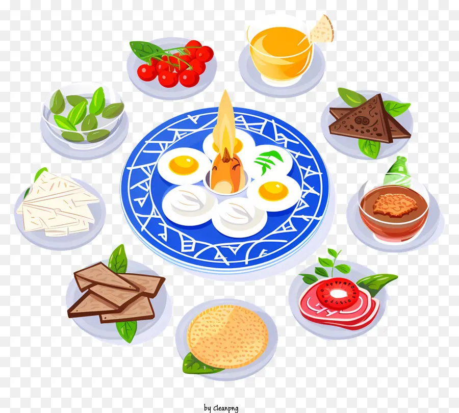 Pesach，Prato De Comida Com Vela PNG