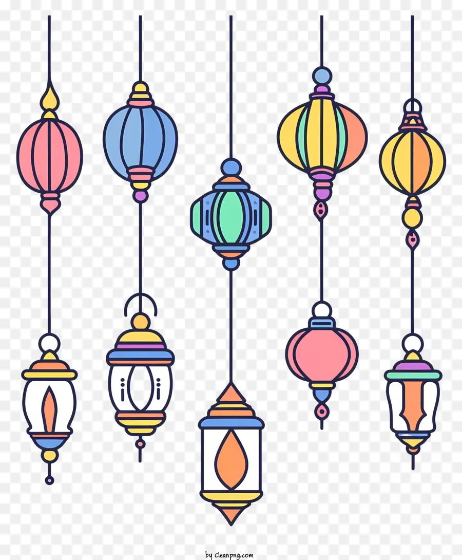 Lâmpadas Islâmicas Penduradas，Lanternas Coloridas PNG