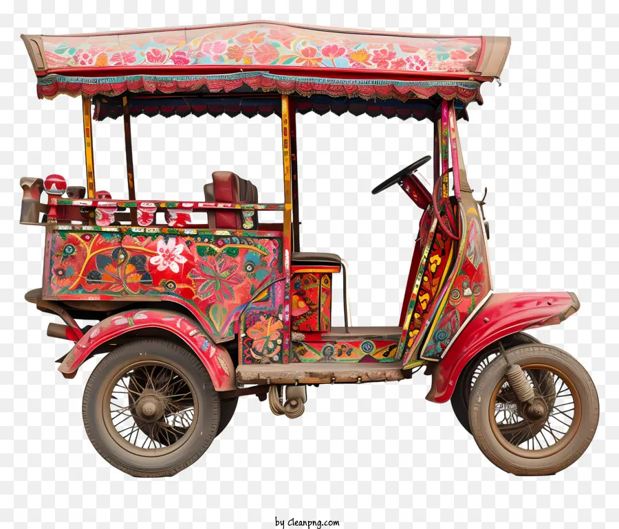 Auto Rickshaw，Triciclo Vermelho PNG