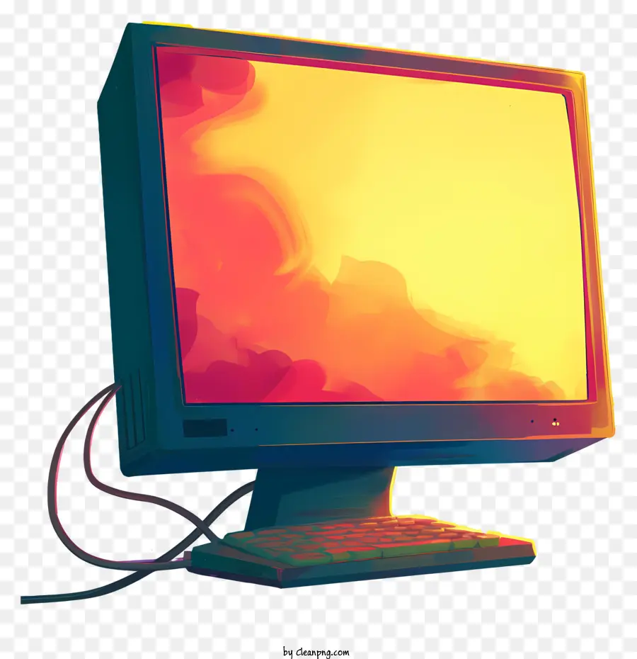 Monitor De Computador，Tuzel Laranja E Amarelo Brilhante PNG