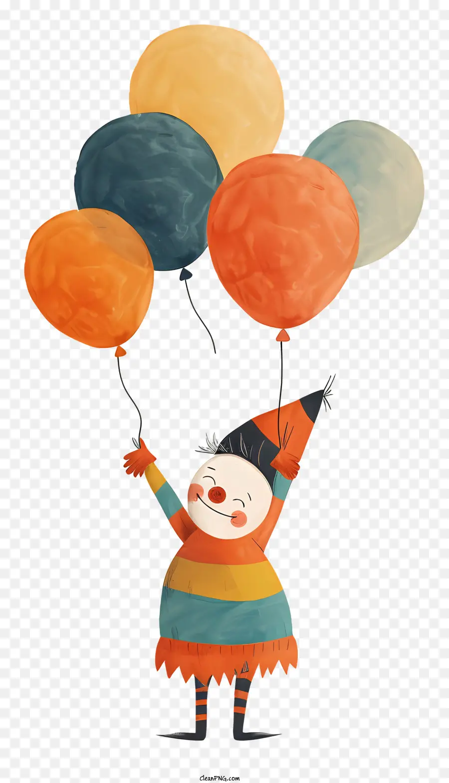 Palhaço Com Balões，Personagem De Desenho Animado PNG