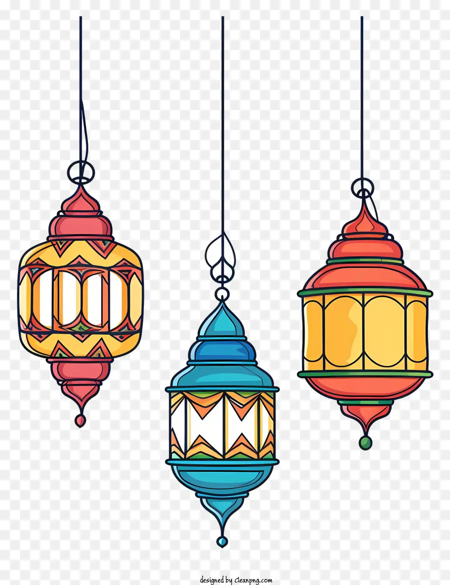 Lâmpadas Islâmicas Penduradas，Lanternas Coloridas PNG