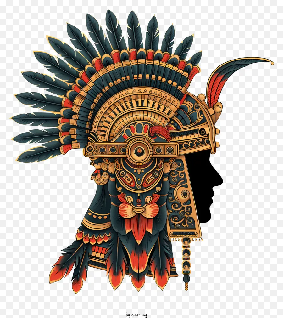 Empire Inca Capéu，1 Guerreiro Nativo Americano PNG