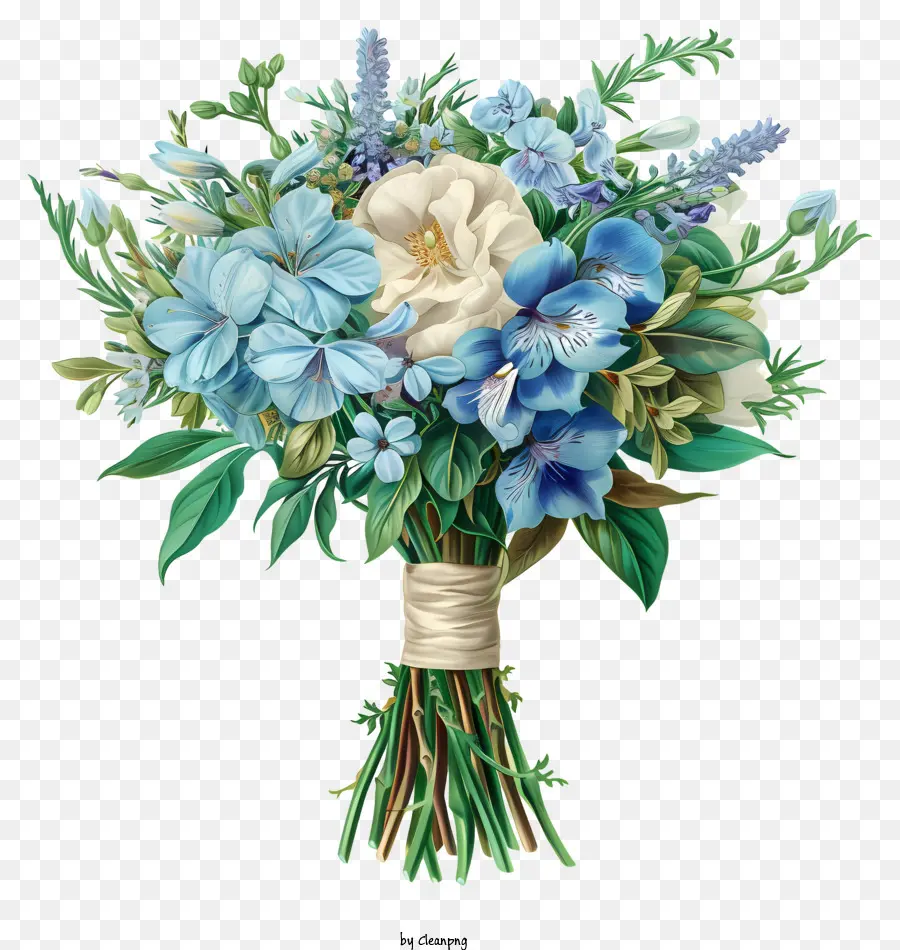 Buquê De Flores De Casamento，Azul E Branco Flores PNG