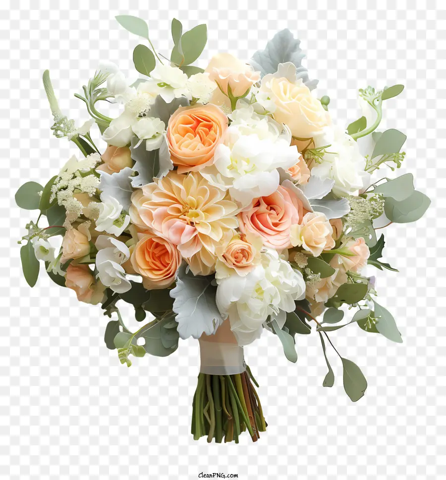 Buquê De Flores De Casamento，Flores De Pêssego PNG