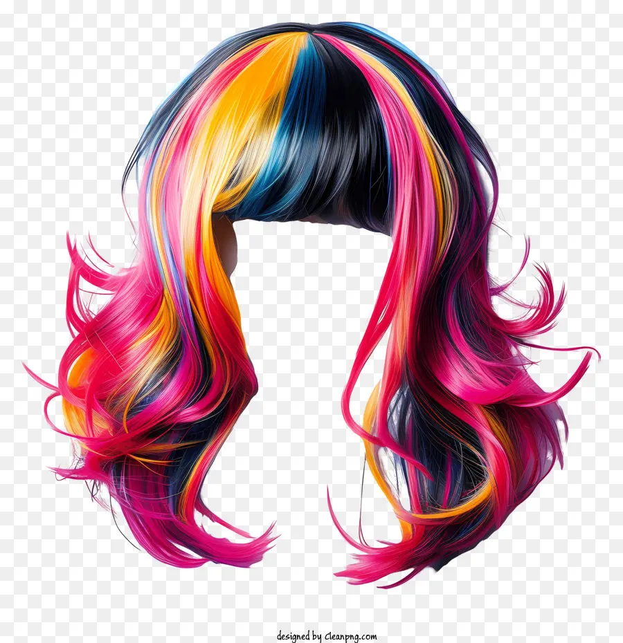 Peruca De Cabelo，Cabelo Multicolorido PNG