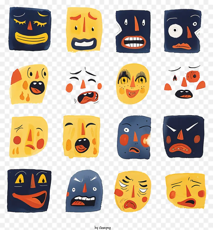 Emoticons De，Expressões Faciais PNG