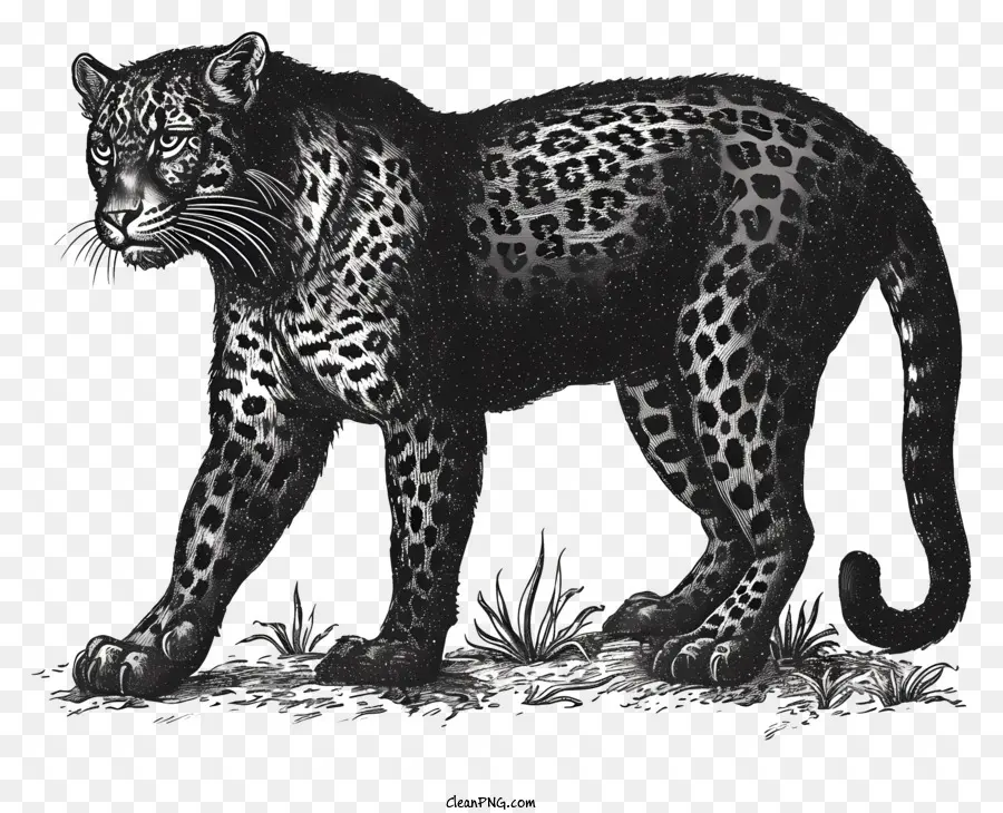 Leopard，Desenho A Preto E Branco PNG
