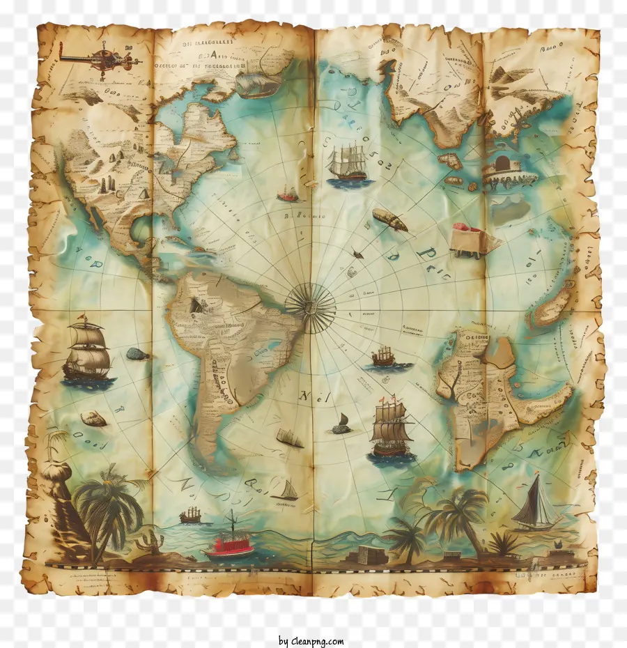 Mapa Do Tesouro，Vintage Mapa PNG