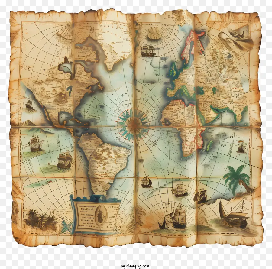 Mapa Do Tesouro，Vintage Mapa PNG