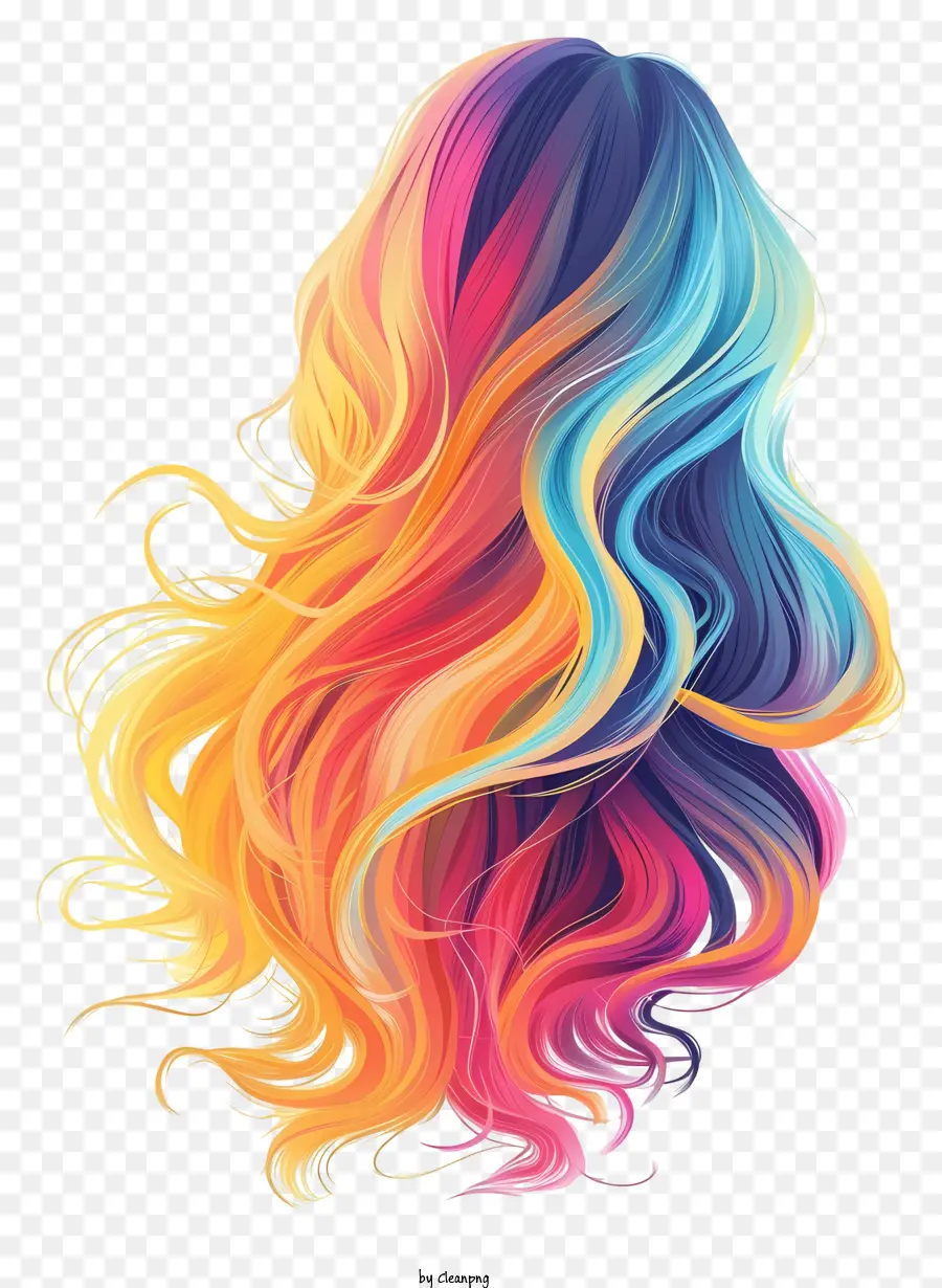 Longa Peruca De Cabelo，Cabelo Colorido PNG