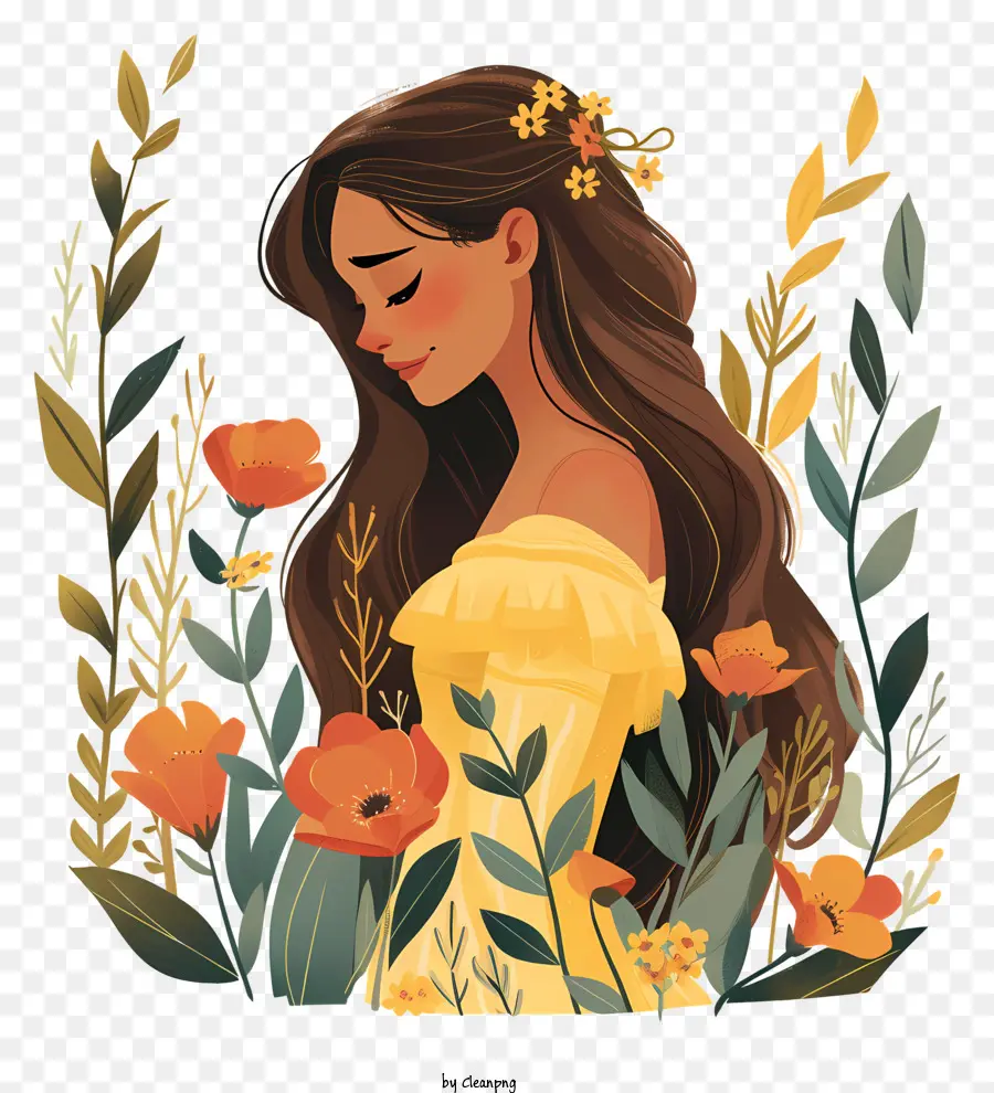 Princesa Da Disney，Mulher Com Flores PNG