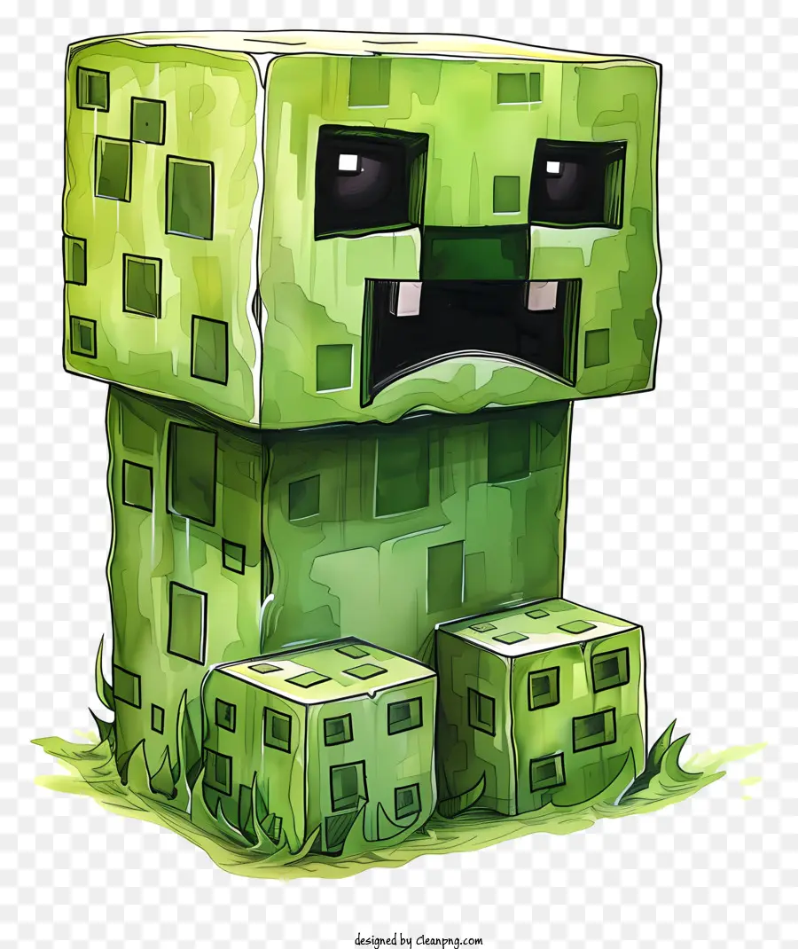 Minecraft Creeper，Verde Cubo PNG