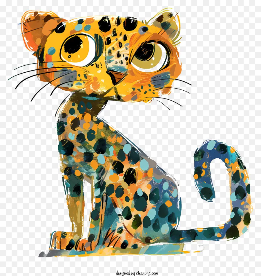 Leopardo Abstrato，Pintura Em Aquarela PNG