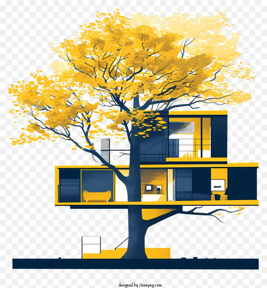 árvore De Arquitetura，Casa Amarela PNG