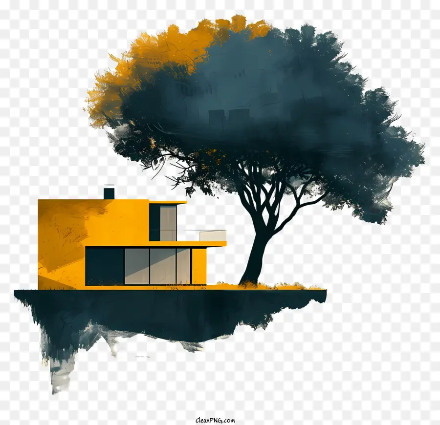 árvore De Arquitetura，Casa Com árvores Crescendo PNG