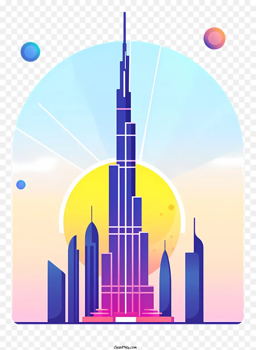 Burj Khalifa，Edifício Alto Colorido PNG