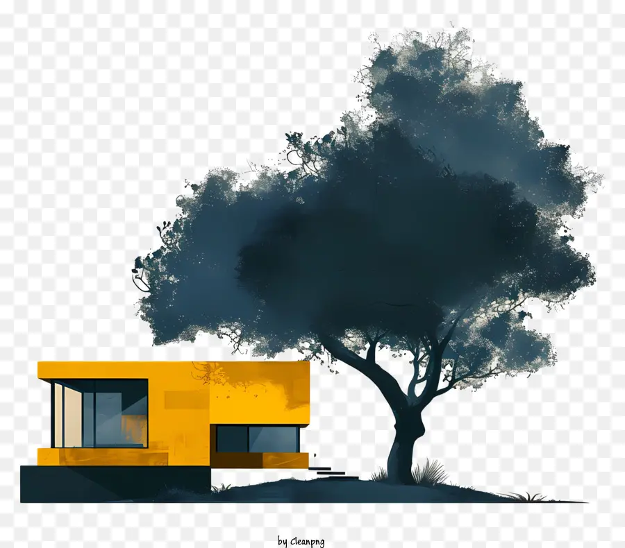 árvore De Arquitetura，Casa Preta E Branca PNG