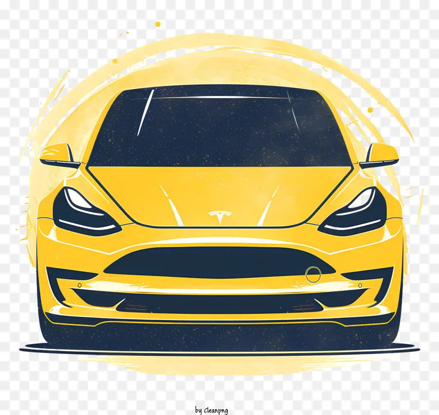 Carro De Tesla，Carro Amarelo Tesla PNG