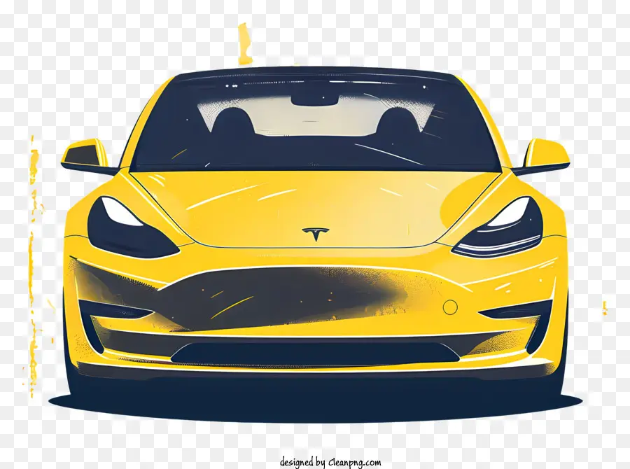 Carro Tesla，Carro Elétrico Amarelo PNG