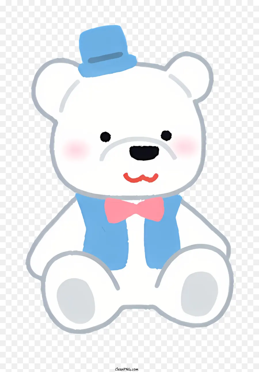 Urso Branco，Gravata Borboleta Azul PNG