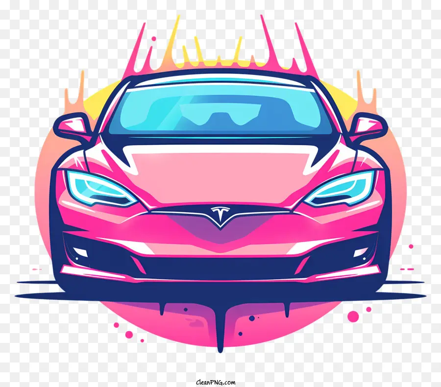 Carro De Tesla，Carro De Rosa PNG