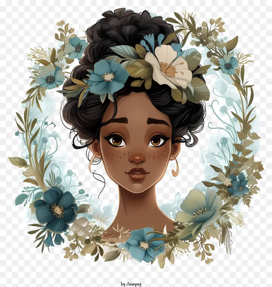 Princesa Da Disney，Menina Com Guirlanda De Flores PNG